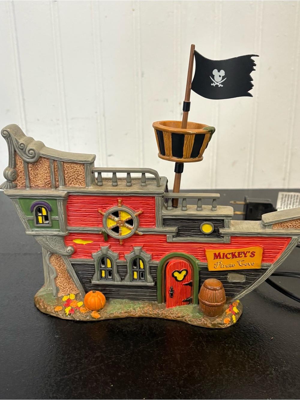 Disney Red and Black Mickey Pirate Cove Ship Figurine
